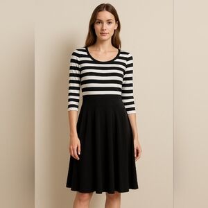 Miusol NWT Black and White Striped Midi Dress With 3/4 Length Sleeves